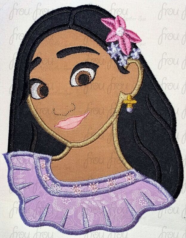 Isabel Enchanto Head and Shoulders Machine Applique Embroidery Design, Multiple sizes 4"-16"