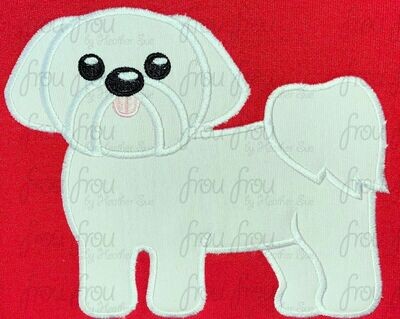 Shih Tzu One Color Dog Machine Applique and Filled Embroidery Design, multiple sizes 2