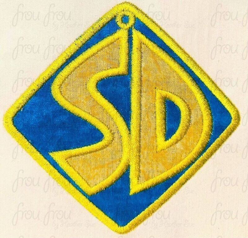 Scooba Due Dog Tag SD Machine Applique and filled Embroidery Design, Multiple Sizes, including 1&quot;-16&quot;