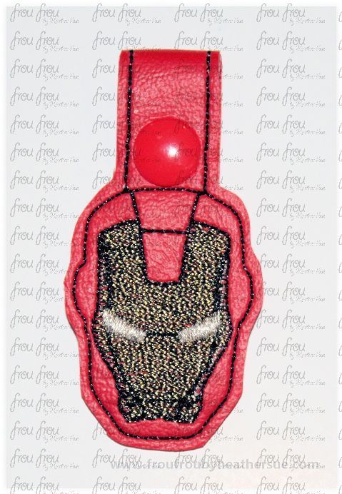 Ironing Man Superhero Key Fob, short and long tab, velcro or snaps, THREE SIZES in the hoop Machine Applique Embroidery Design- 4&quot;, 7&quot;, and 10&quot;