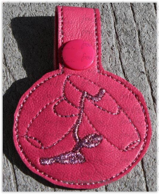 Ballet shoes Key Fob, short and long tab, velcro or snaps, THREE SIZES in the hoop Machine Applique Embroidery Design- 4&quot;, 7&quot;, and 10&quot;