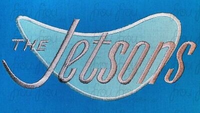 Jet Sons Logo Machine Applique and filled Embroidery Design, Multiple Sizes, including 2