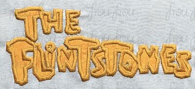 Flint Stones Logo Machine Applique and filled Embroidery Design, Multiple Sizes, including 2