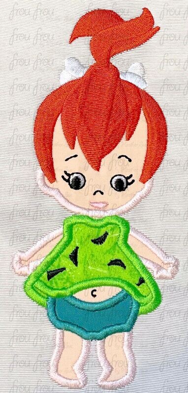 Pebs Flint Stone Machine Applique and Filled Embroidery Design, Multiple Sizes, including 2.5"-16"