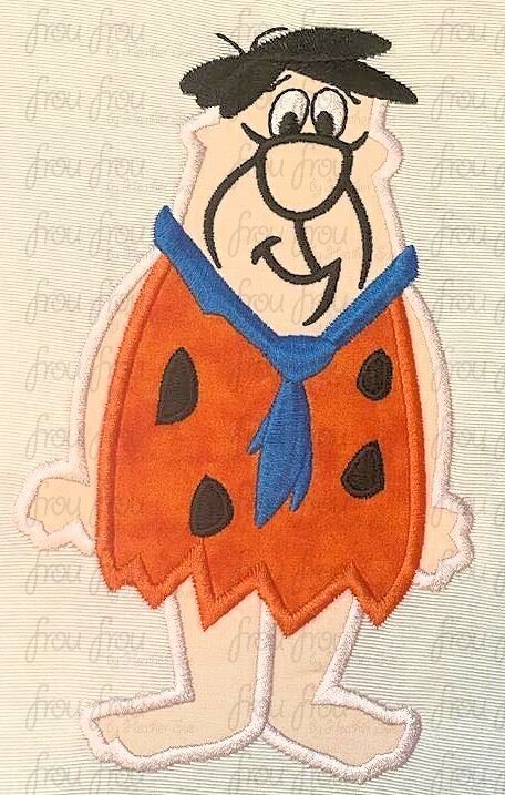 Fredd Flint Stones Logo Machine Applique Embroidery Design, Multiple Sizes, including 3.5"-16"
