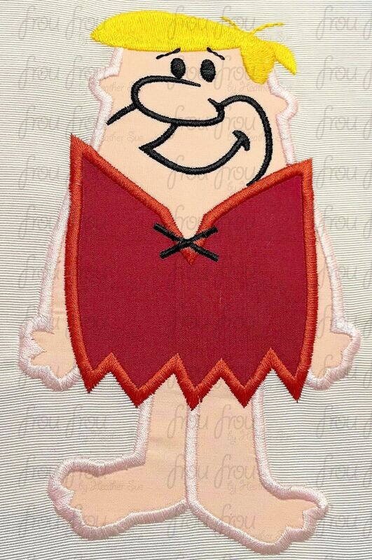 Barnie Flint Stones Logo Machine Applique Embroidery Design, Multiple Sizes, including 3"-16"