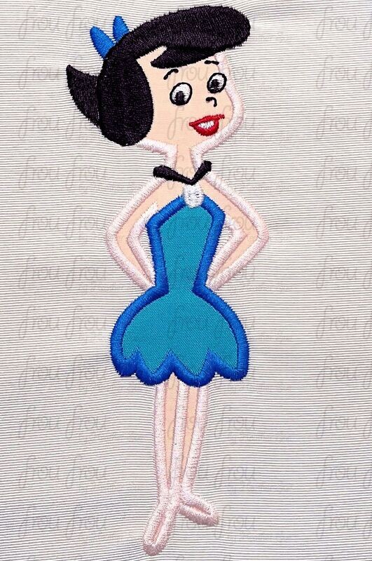 Bettie Flint Stones Logo Machine Applique Embroidery Design, Multiple Sizes, including 4"-16"