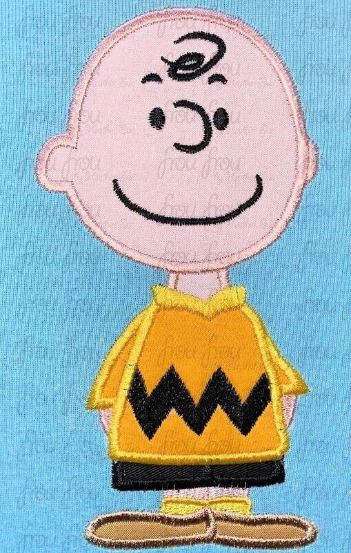 Charles Peanut Machine Applique and filled Embroidery Design, Multiple Sizes, including 2"-16"