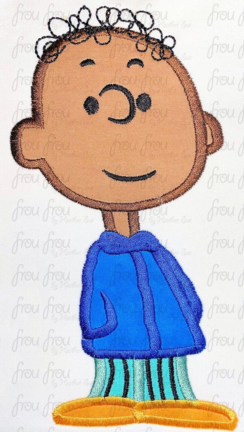 Frank Peanut Machine Applique and filled Embroidery Design, Multiple Sizes, including 2"-16"
