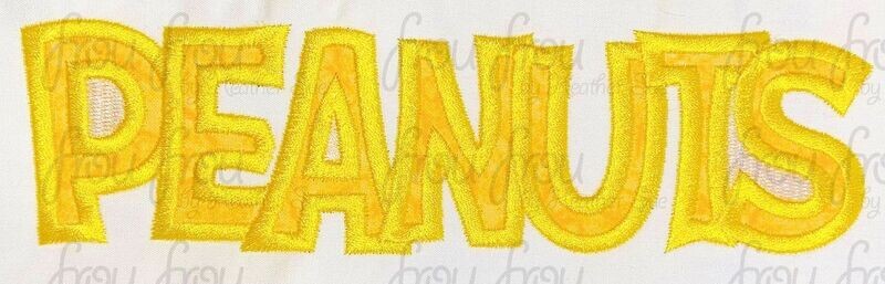 Peanut Logo Machine Applique and filled Embroidery Design, Multiple Sizes, including 2"-16"