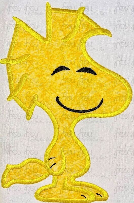 Woodbird Peanut Bird Machine Applique and filled Embroidery Design, Multiple Sizes, including 1"-16"