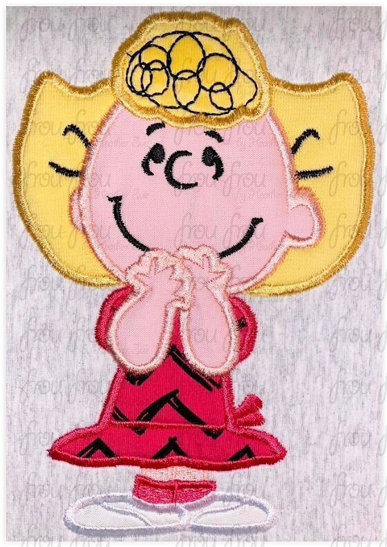 Sal Peanut Machine Applique and filled Embroidery Design, Multiple Sizes, including 2"-16"