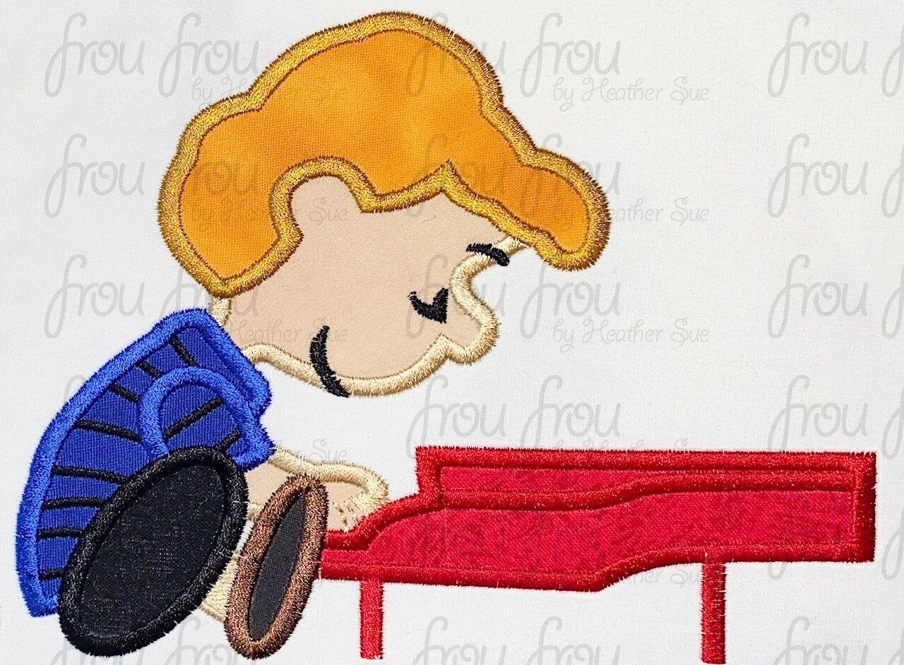Shredder Peanut and Piano Machine Applique and filled Embroidery Design, Multiple Sizes, including 2"-16"