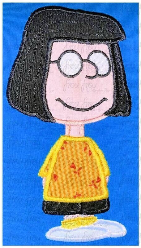 Marky Peanut Machine Applique and filled Embroidery Design, Multiple Sizes, including 2"-16"