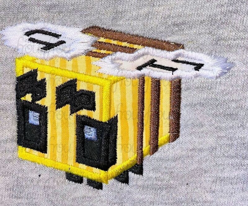 Mine Bee Machine Applique and filled Embroidery Designs 1"-16"