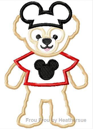 Duff Bear Mouse Shirt Ecpot Machine Applique Embroidery Design, Multiple sizes including 4 inch
