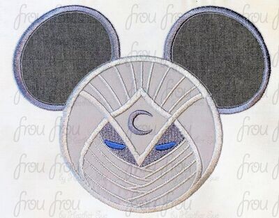 Moon Night Super Hero Mister Mouse Head Machine Applique Embroidery Designs, multiple sizes including 1.5