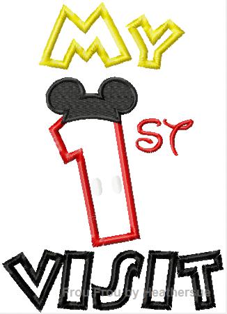 My first visit with Mouse ears Machine Applique Embroidery Design, Multiple Sizes, including 4 inch