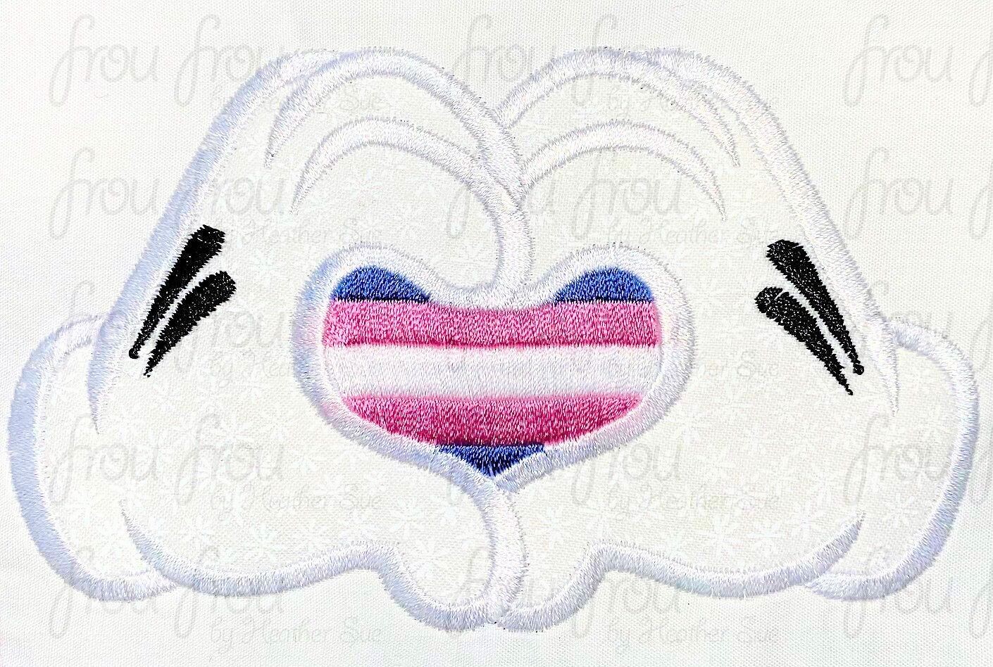 Pride Rainbow Transgender Mister Miss Mouse Hands Five Stripes Machine Applique and Filled Embroidery Design 1.5