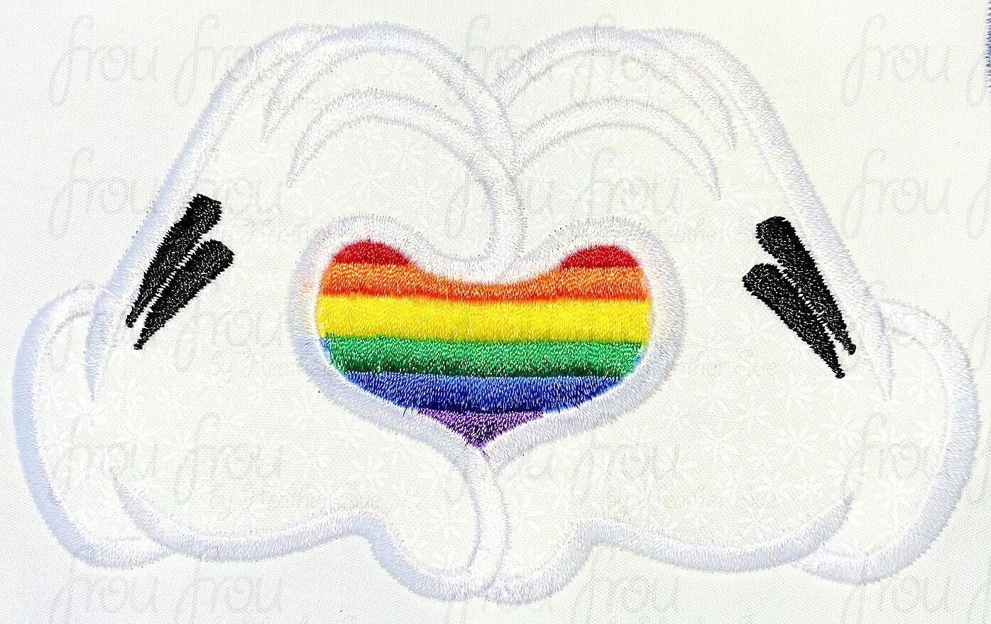 Pride Rainbow Mister Miss Mouse Hands Six Stripes Machine Applique and Filled Embroidery Design 1.5