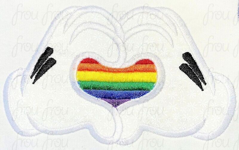 Pride Rainbow Mister Miss Mouse Hands Six Stripes Machine Applique and Filled Embroidery Design 1.5"-16"