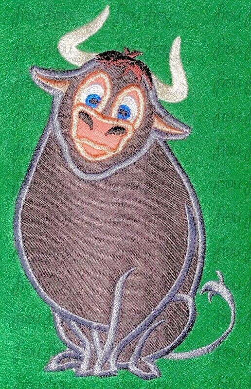 Ferdi the Bull Machine Applique and Filled Embroidery Design 2.5"-16"