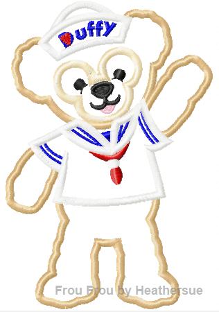 Duff Bear Sailor Cruise Ecpot Machine Applique Embroidery Design, Multiple sizes including 4 inch