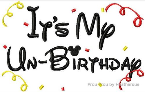 It's My Un-Birthday Mister Miss Mouse Machine Applique Embroidery Design, multiple sizes, including 4 INCH HOOP