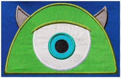 Michael Monster Peeker Machine Applique and Filled Embroidery Design, Multiple Sizes, including 2.5