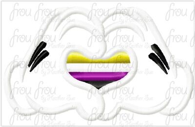 Pride Rainbow Non Binary Mister Miss Mouse Hands Four Stripes Machine Applique and Filled Embroidery Design 1.5