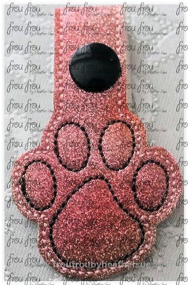 Paw Print Tag Key Fob, short and long tab, velcro or snaps, THREE SIZES in the hoop Machine Applique Embroidery Design- 4&quot;, 7&quot;, and 10&quot;