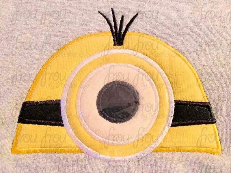 Monion Peeker One Eye Machine Applique and Filled Embroidery Design, multiple sizes including 2&quot;-16&quot;