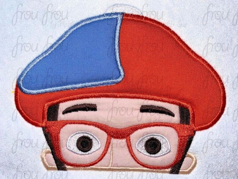 Blip Head Peeker Machine Applique and Filled Embroidery Design Multiple Sizes 2.5&quot;-10&quot;