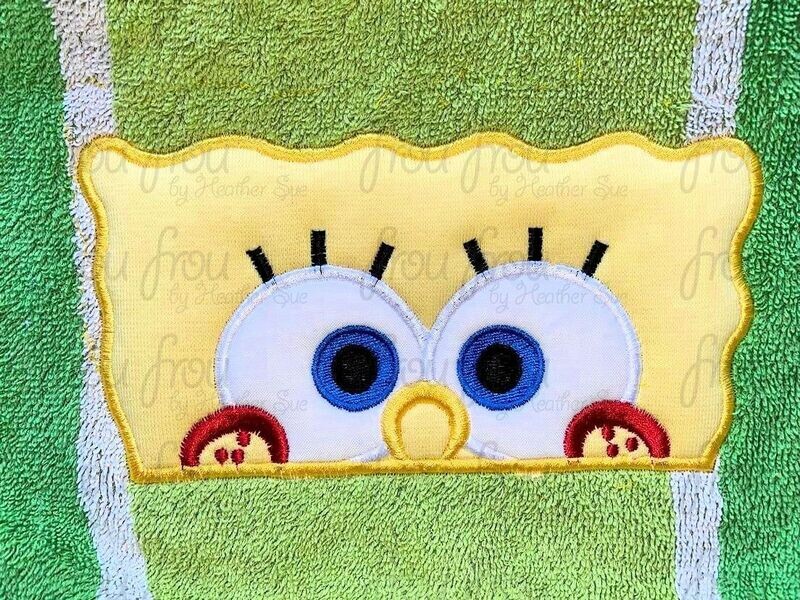 Sponge Peeker Machine Applique and Filled Embroidery Design, multiple sizes including 2&quot;-16&quot;