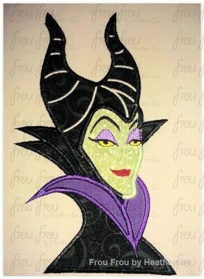 Magnificent Evil Queen Sleeping Pretty Head and Shoulders Machine Applique Embroidery Design 4"-16"