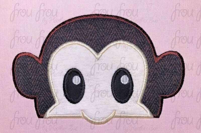 Monkey Peeker Jungle Animal Machine Applique and Filled Embroidery Design, Multiple Sizes, including 2"-16"