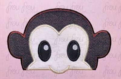 Monkey Peeker Jungle Animal Machine Applique and Filled Embroidery Design, Multiple Sizes, including 2