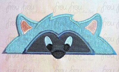 Racoon Peeker Animal Machine Applique and Filled Embroidery Design, Multiple Sizes, including 2