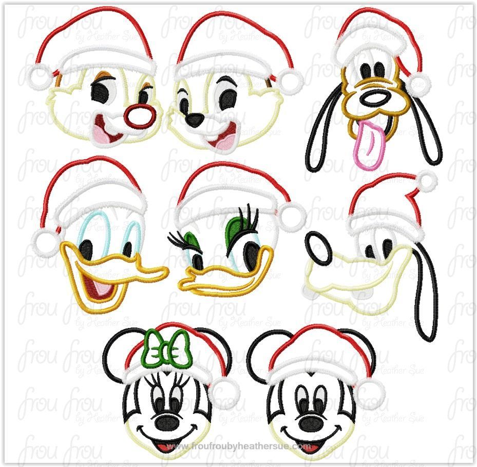 Christmas Santa Hat Fab 8 Just Faces EIGHT Design SET Machine Embroidery Applique Designs Multiple Sizes- including 4&quot;-16&quot;