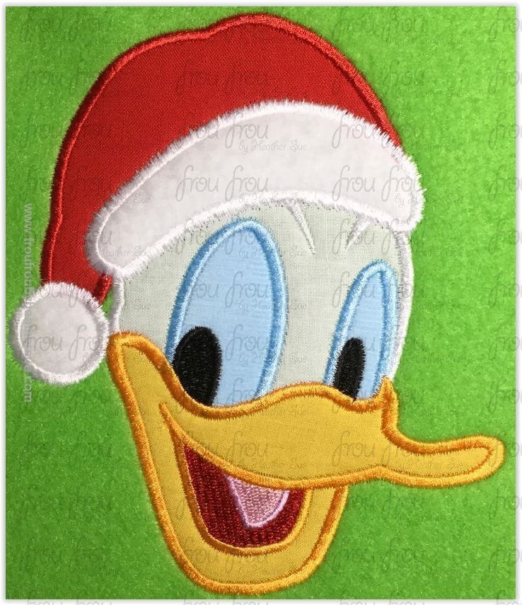 Christmas Don Duck Santa Hat Machine Embroidery Applique Designs Multiple Sizes- including 4&quot;-16&quot;