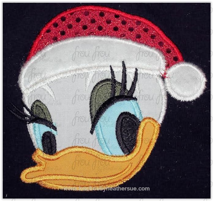 Christmas Dasey Duck Santa Hat Machine Embroidery Applique Designs Multiple Sizes- including 4&quot;-16&quot;