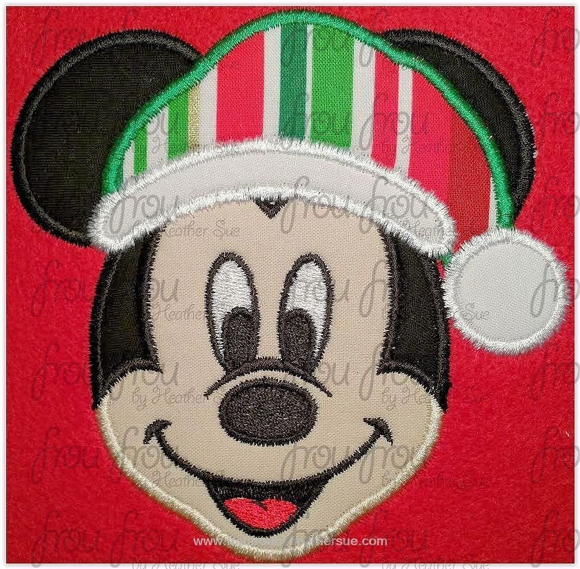 Christmas Mister Mouse Santa Hat Machine Embroidery Applique Designs Multiple Sizes- including 4&quot;-16&quot;