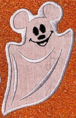 Ghost Happy Mister Mouse filled and applique embroidery design- multiple sizes including 2"-16"
