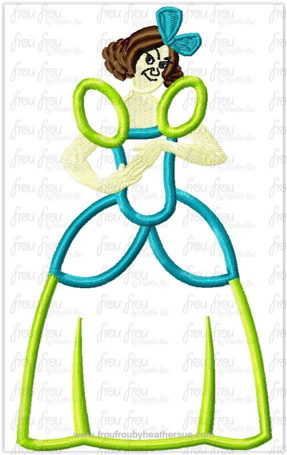 Drizzy Stepsister Full Body Princess Machine Applique Embroidery Design, Multiple sizes including 4"-16"