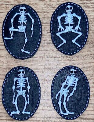 Skeleton Dance Clippie FOUR Design SET Machine Embroidery In The Hoop Project 1.5, 2, 3, and 4 inch and SORTED into multiples