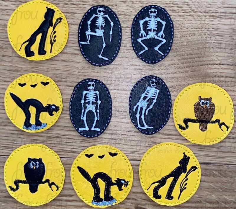 Skeleton Dance Clippie TEN Design SET Machine Embroidery In The Hoop Project 1.5, 2, 3, and 4 inch and SORTED into multiples