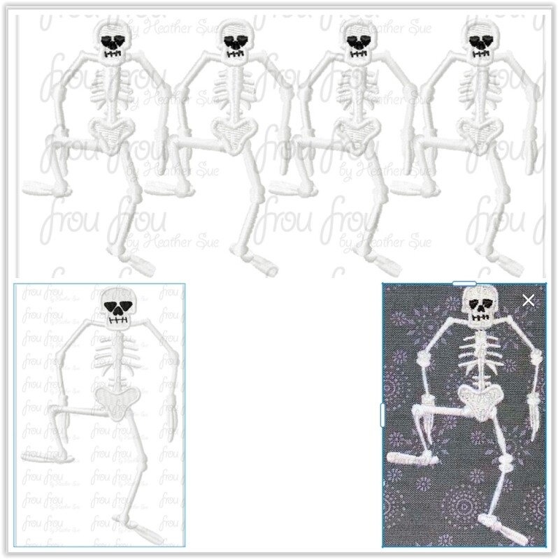 Silly Song Skeleton Dance Skeleton Leg Up TWO Design SET Machine Applique and filled Embroidery Design some in 2&quot;-16&quot;