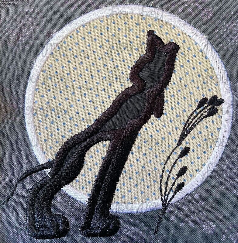 Silly Song Skeleton Dance Dog Howling At Moon Machine Applique and filled Embroidery Design 2&quot;-16&quot;