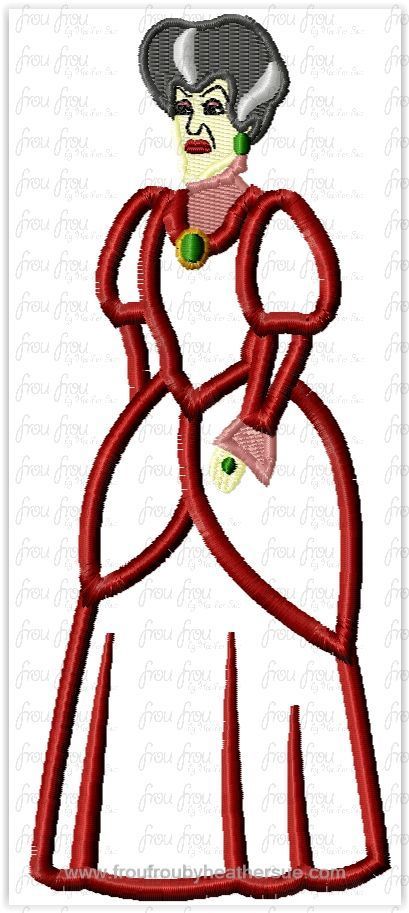 Lady Stepmother Full Body Princess Machine Applique Embroidery Design, Multiple sizes including 4"-16"