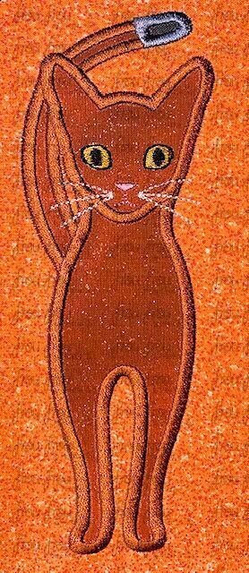 Abyssinian House Cat Machine Applique and Filled Embroidery Design, multiple sizes, including 2.5